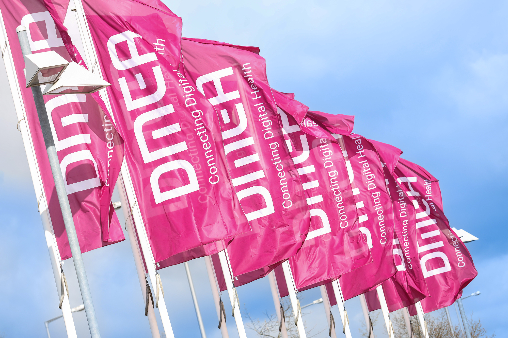 Fahnen der DMEA wehen